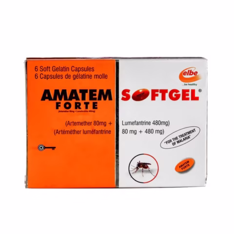 AMATEM FORTE SOFTGEL 80/480 (ARTEMETHER/LUMEFANTHRINE) 6GELS X PKT 1 PACK