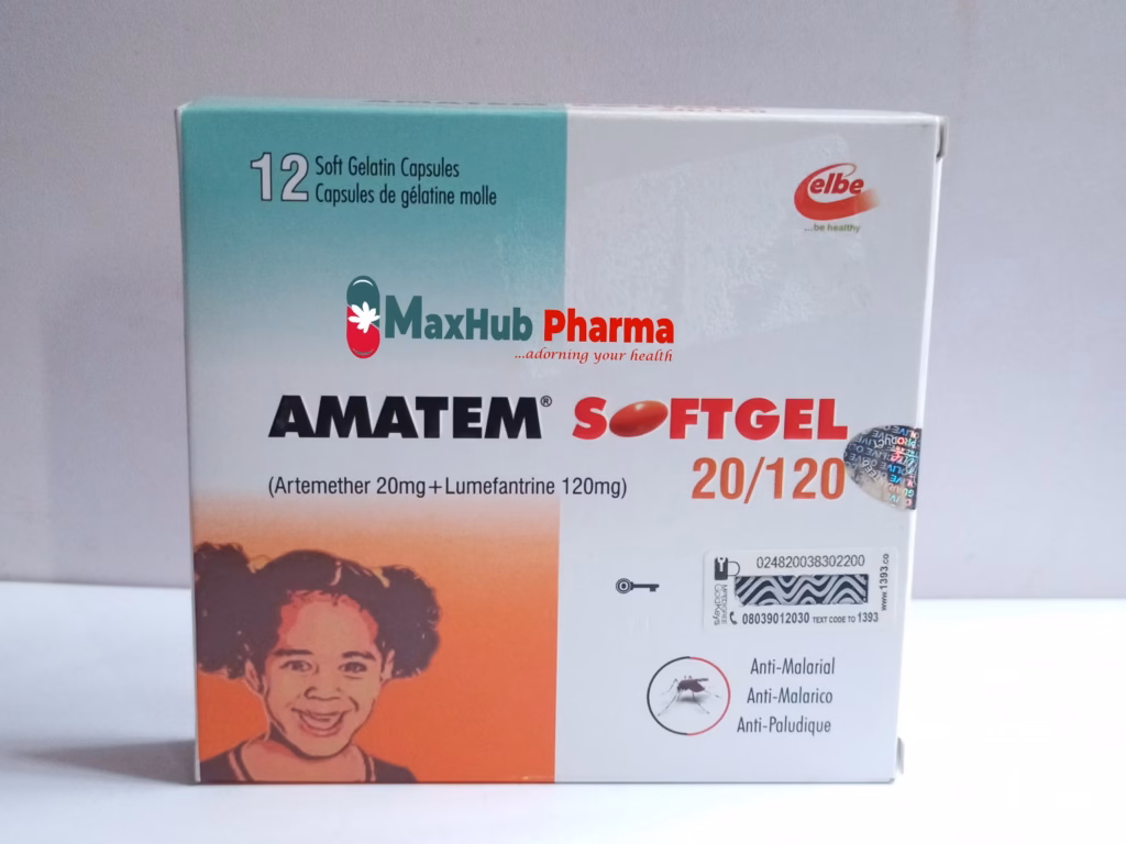 AMATEM SOFTGEL 12 SOFTGELS AMATEM SOFTGEL 12SOFTGELS (ARTEMETHER/LUMEFANTRINE) X PKT ONE PACK
