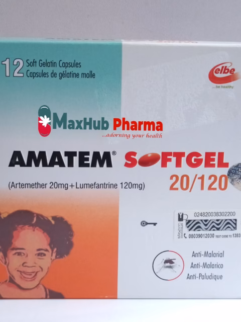 AMATEM SOFTGEL 12SOFTGELS (ARTEMETHER/LUMEFANTRINE) X PKT ONE PACK