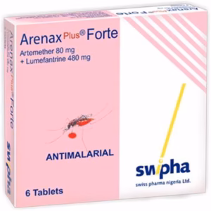 ARENAX PLUS FORTE 80-480MG ARENAX PLUS FORTE 80/480MG (ARTHEMETER/LUMEFANTRINE) 6TABS X 1 PKT
