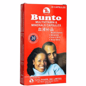 BUNTO CAPSULE (MULTIVITAMIN/MINERALS/IRON/B12/ALOE VERA) 15CAPS X SAT ONE PACK