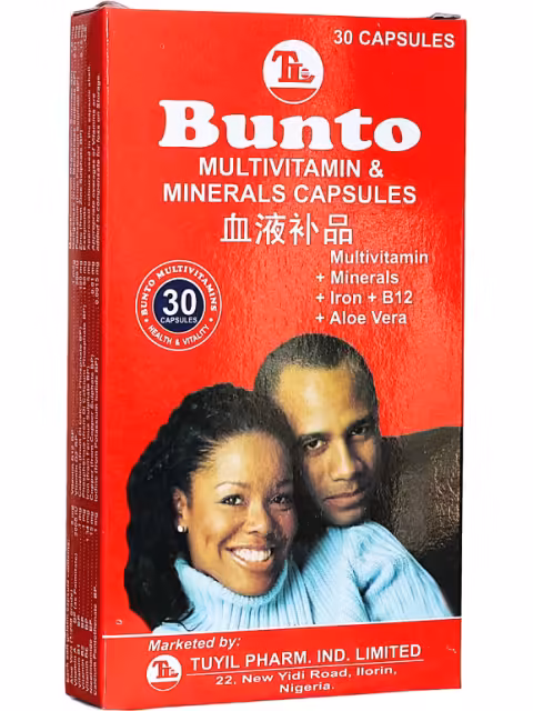 BUNTO CAPSULE (MULTIVITAMIN/MINERALS/IRON/B12/ALOE VERA) 15CAPS X SAT ONE PACK