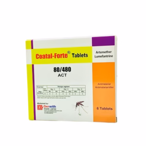 COATAL FORTE 80by480 COATAL FORTE 80/480 (ARTEMETHER/LUMEFANTRINE) 6TABS X TWO PACKETS