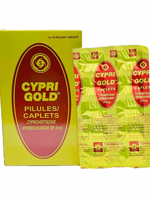 CYPRI GOLD CAP (CYPROHEPTADINE 4MG) 10CAPS X SAT THREE SACHETS