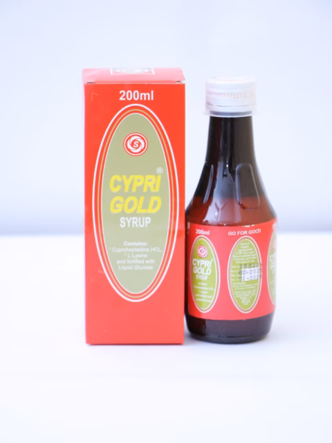CYPRI GOLD SYRUP 200ML (CYPROHEPTADINE/LYSINE/LIQUID GLUCOSE) X BOTTLE TWO BOTTLES