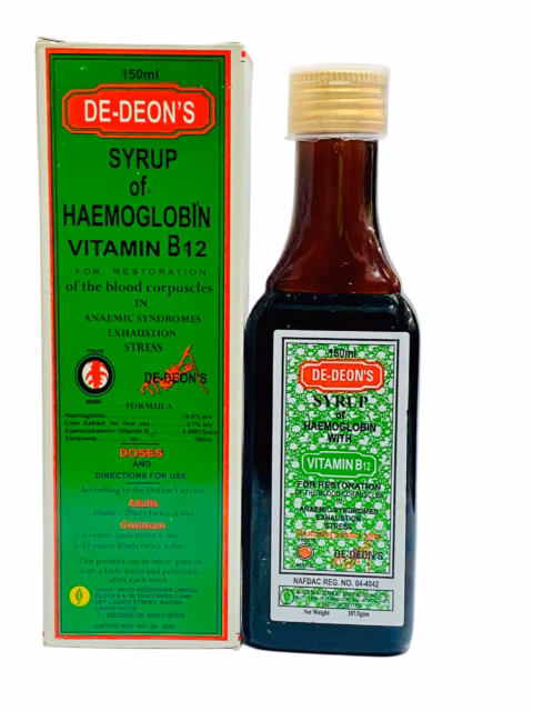 DE DEONS SYRUP 150ML (HAEMOGLOBIN/VIT B12) X BOTTLE 20 BOTTLES
