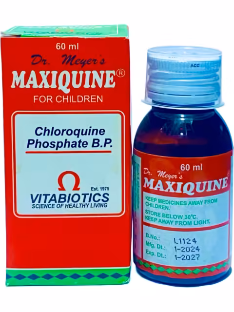 MAXIQUINE FOR CHILDREN 60ML (CHLOROQUINE) X SYRUP BOTTLE