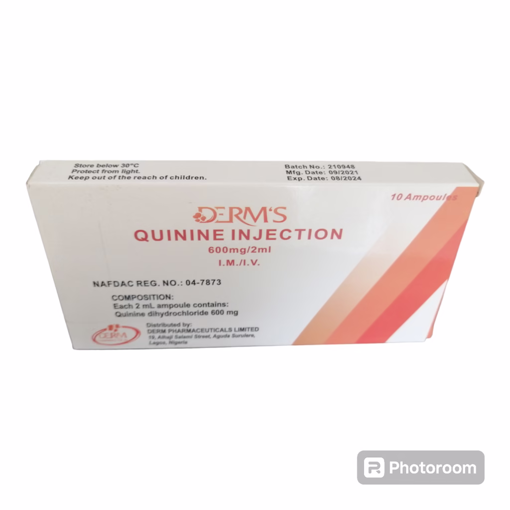 QUININE INJECTION 600MG PER AMP 10 AMPOULES