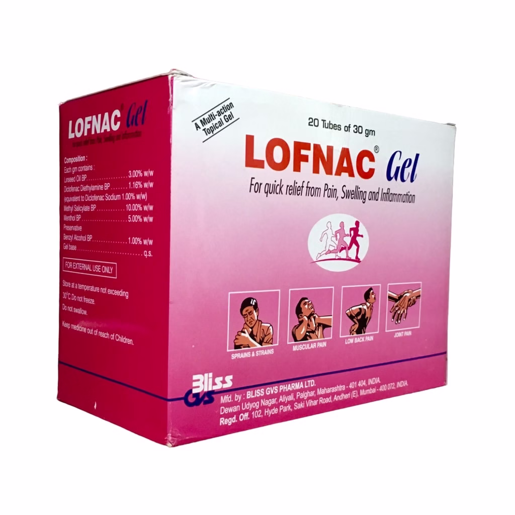 LOFNAC GEL 30G (DICLOFENAC) X TUBE 12 TUBES