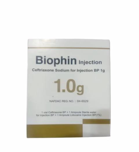 BIOPHIN INJ 1G (CEFTRIAXONE SODIUM) IV X VIAL 1 VIAL