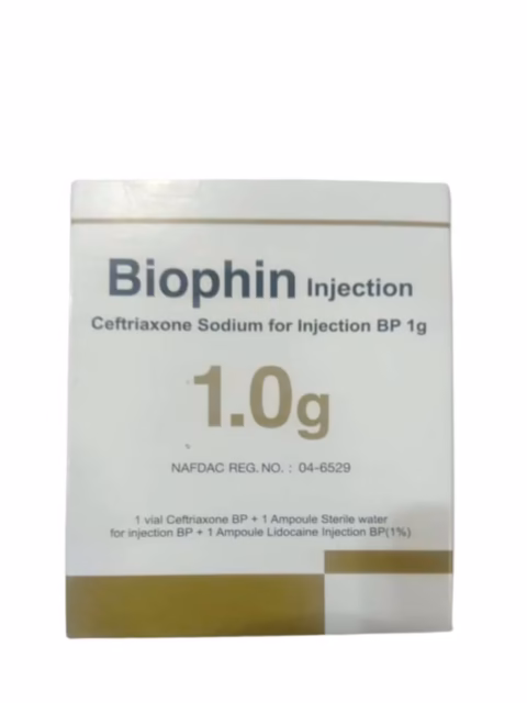 BIOPHIN INJ 1G (CEFTRIAXONE SODIUM) IV X VIAL 1 VIAL
